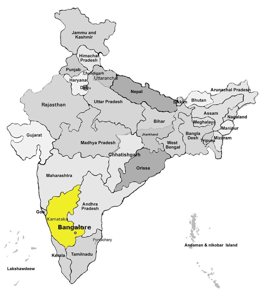 kort over Bangalore, indien