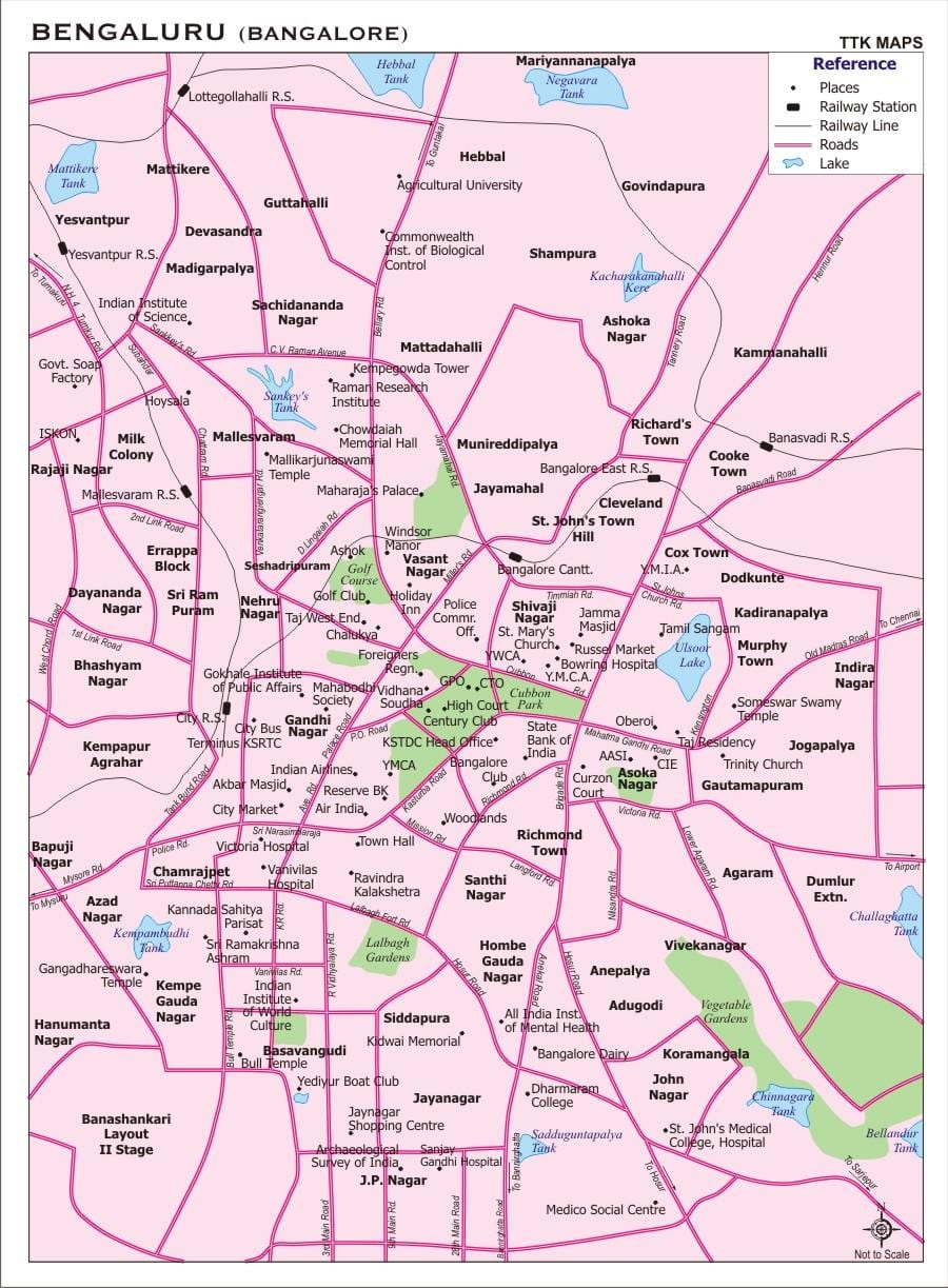 Bangalore på et kort