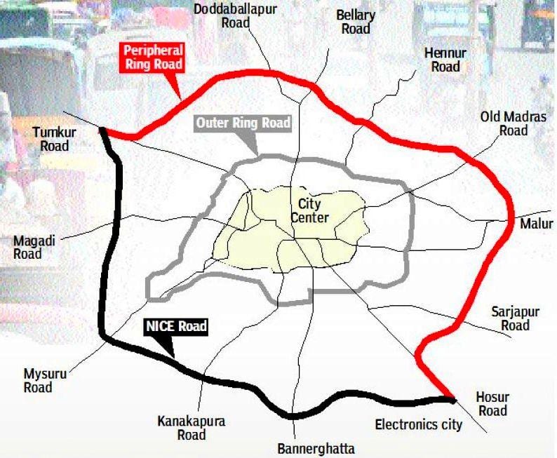 perifere ring road, Bangalore kort