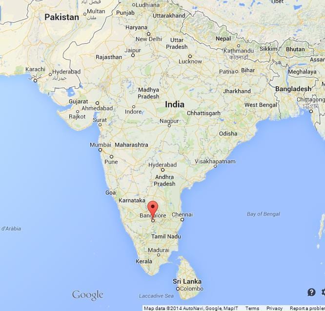 Banglore i kort over indien