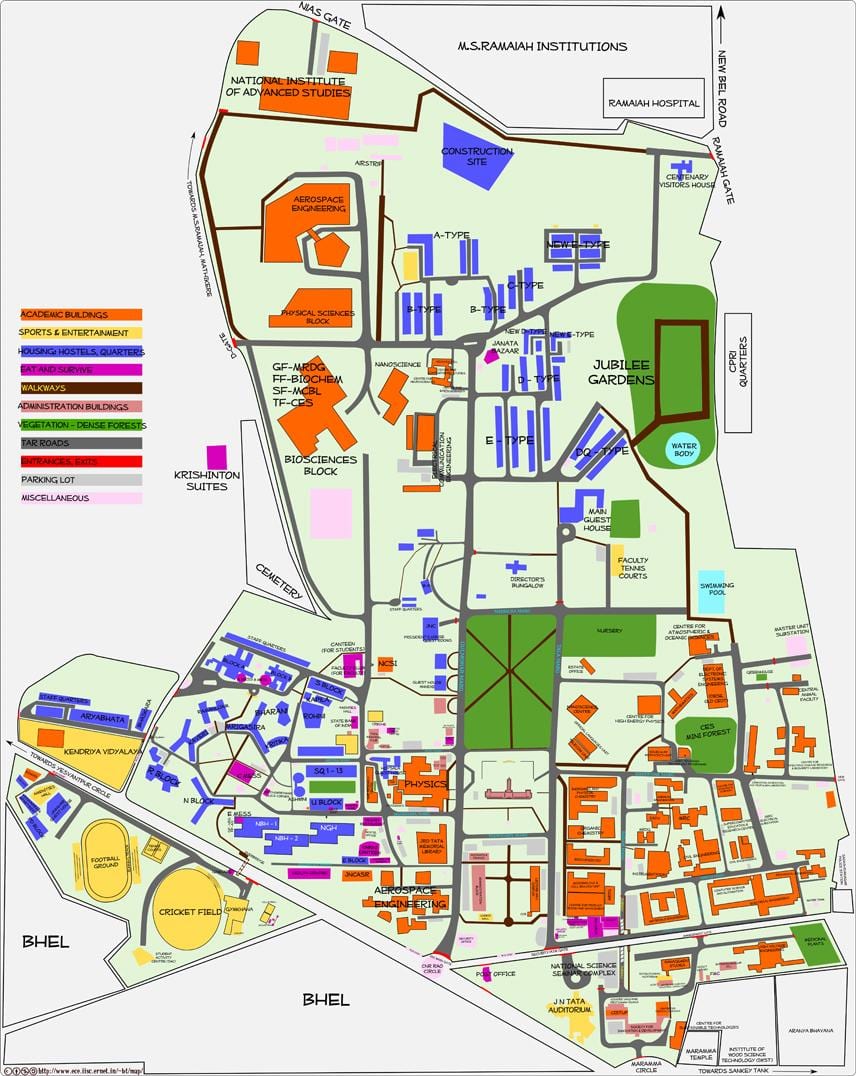 kort over IISC Bangalore
