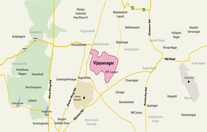kort over Vijayanagar Bangalore
