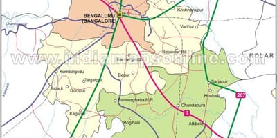 Bangalore, urban bydel kort