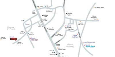 Kort af elektroniske byen Bangalore